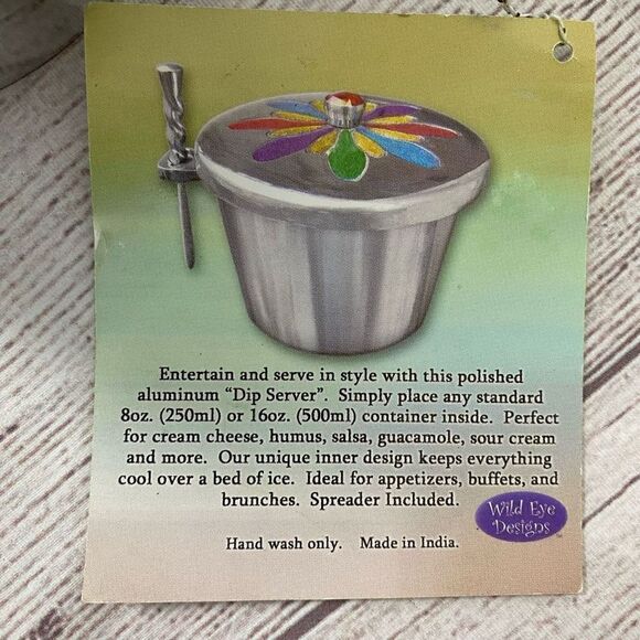 Spreads & dip aluminum server with colorful decorated lid brand new - Picture 6 of 8